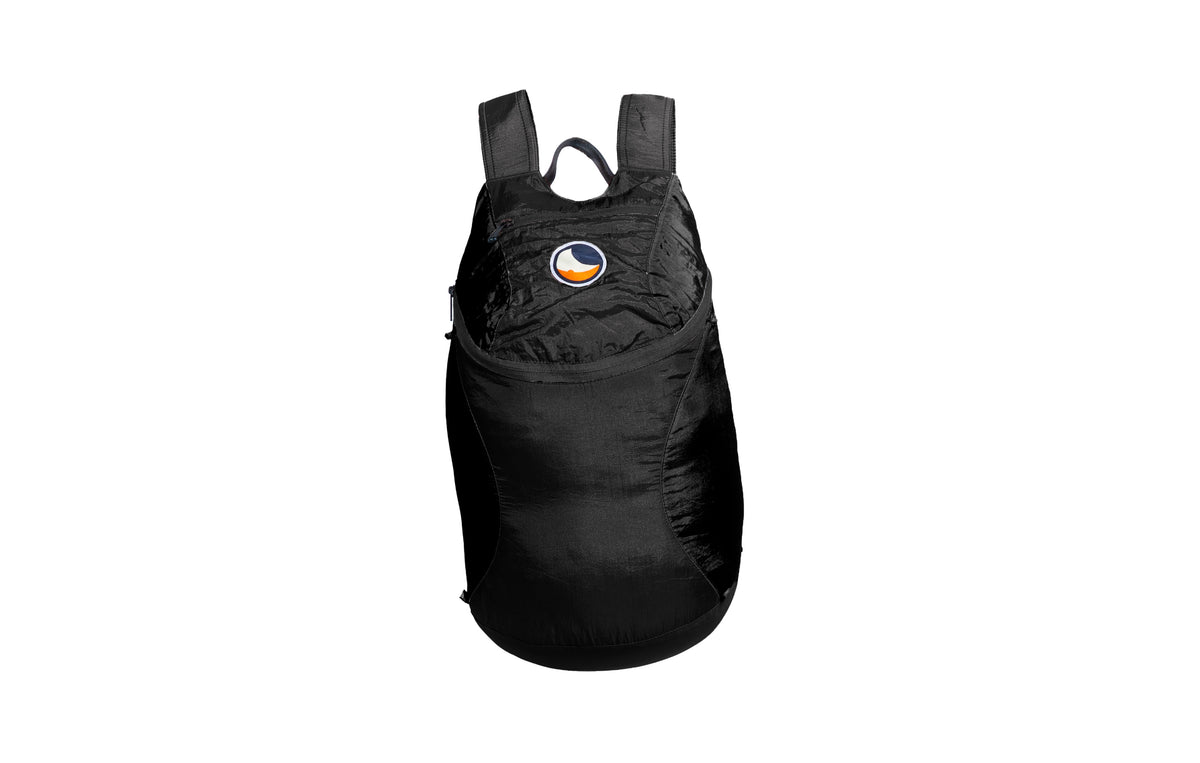 Mini Backpack 15L in Black with a black zip, front view