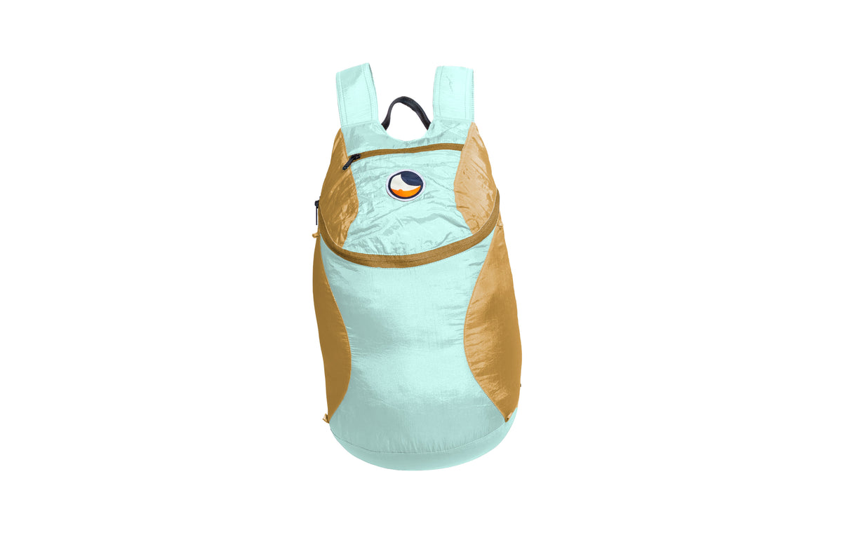 Mini Backpack 15L in Mint and Sand with a sand zip, front view